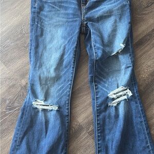 American Eagle Outfitters Flare Distressed Jeans in Blue